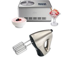 Solis IJsmachine & Staafmixer Voordeelbundel - Gelateria Pro Touch 8502 + Hand & Stickmixer 8371 - Zelf Vriezend - Ice Cream Machine en Yoghurtmaker - RVS - Zilver