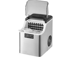 Tafelmodel Ijsmachine, 20 kg per 24 uur, Waterreservoir Van 3,2 Liter, Roestvrij Staal, Met Zelfreinigende Functie, Met Ijsschep En Mandje