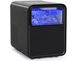 Thuys – Krachtige IJsblokjesmachine – Zelfreinigende IJsmachine – IJsblokjesmachine Crushed Ice Machine – Crushed Ice Maker in Enkele Minuten – 1.5L – Zwart