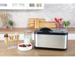 Unold 48826 Eismaschine & Joghurtbereiter EVA, Compressie-ijsmachine, 1,5 l, 1 kommen, Zwart, Roestvrijstaal, LED, 1,2 m