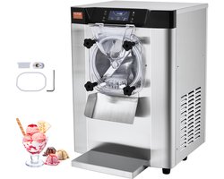 VEVOR CommerciëLe Ijsmachine, 12L/H Ijsmachine op Aanrecht met Enkele Smaak voor Harde Porties, 4,5 Liter Roestvrijstalen Cilinder, Led-Paneel, Automatische Voorkoeling met Reiniging