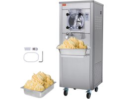 VEVOR CommerciëLe Ijsmachine, 18L/H Output, Harde Ijsmachine met Enkele Smaak, met Wielen, 6l Roestvrijstalen Cilinder, Led-Paneel, Automatische Voorkoeling met Reiniging, voor Restaurantsnackbars