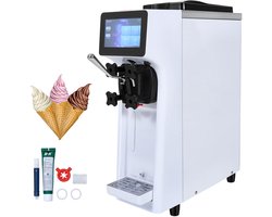 VEVOR Commerciële Ijsmachine, Capaciteit van 10 l/u, Softijsmachine met Enkele Smaak, Aanrecht, Trechter van 4 l, Cilinder van 1.6 l, Touchscreen, Automatische Reiniging, Snackbars Voorgekoeld