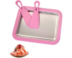 Zelfgemaakte instant rollende ijsmaker - Opgerolde ijsmachine met spatels voor gerolde gelato en bevroren yoghurt - Roze 225 x 175 cm