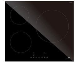 CONTINENTAL EDISON CETI3B28 inductiekookplaat 3 zones, 6600W - 3 boosters - 3 timers - zwart