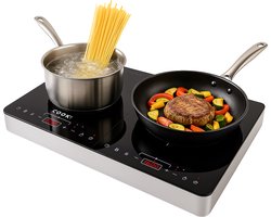 COOK-IT Inductie Kookplaat - 2 Pits - Vrijstaand - 1500W + 2000W - Timer - 8 Standen - Zwart
