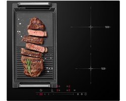 DYNA® Inductie Kookplaat Vrijstaand - Dubbele Inductiekookplaat - Kooktoestel - Touchscreenbediening - Zwart - 52cm x 59cm x 6cm