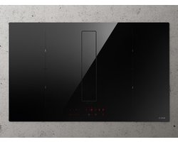 Elica Nikolatesla FIT XL BL/A/83 Inductie kookplaat met ingebouwde luchtafvoer afzuiginstallatie, Inductiekookplaat met afzuiging 830x515x25