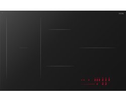 ETNA KIF880ZT - Inbouw inductiekookplaat - Zwart - 80 cm - 1/2/3 fase - 5 zones - 2 octavormige kookzones voor extra groot kookoppervlak - 5 timers