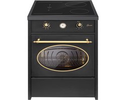 Fornuis - GURARI - GCH E 612 BL r - Retro Inductie 60 cm - Retro Range Coocker 60 L - Zwart - 4 kookzones met booster (2 kookzones + 1 flexzone)