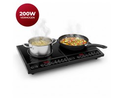 Golermo Dubbele Inductiekookplaat – 2 Zones – 4000W – Energiezuinig – 8 Vermogensstanden – Timer – Zwart Glas