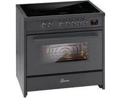 GURARI inductiekookplaat met elektrische oven E 913 BL 90 cm inductiekookplaat, Range Coocker met 5 inductiezones (2 flexzones) allemaal met booster, inductiekookplaat in zwart