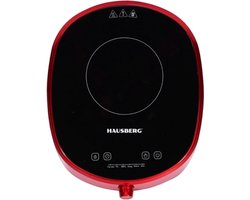 Hausberg HB-1527RS Inductiekookplaat 2000 W | 1-Kookszone Toonbank Inductieplaat | Touch-Bediening & Timer – Rood Glazen Deksel