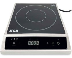 HCB® - Professionele Horeca Inductie kookplaat - 2,7 kW - 230V - Elektrische RVS / INOX kookplaat - 36.8x32x8.4 cm (DxBxH) - 4 kg - 9208