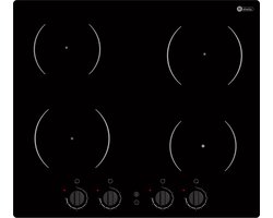 Helvetia Inductie inbouw kookplaat met knopbediening HTR4MI60V2 + aangesloten 1 Fasekabel - 9 Kookstanden - Auto uitschakeling - Kinderslot - Timers - 6 Veiligheidsfuncties