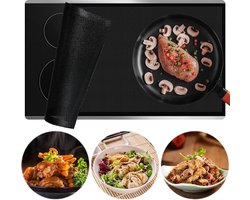 Hittebestendige grote inductie-beschermmat 52 x 78 cm - antislip siliconen mat voor inductiekookplaat - multifunctioneel mesh zwart