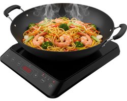 Inductie Kookplaat - Vrijstaand - 1 Pits - 2000 Watt - 10 standen - Zwart - Vivid Green