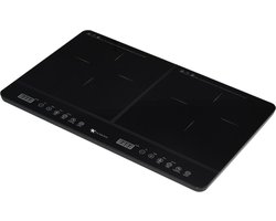 Inductiekookplaat 2-pits – Smart Touch-bediening, Timer, 1800W per Zone – Zwart Kristaloppervlak – Veilige Kookplaat met Kinderslot