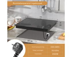 Inductiekookplaat 4 Zones - 3500W Elektrische Inbouw Kookplaat 60cm - Domino Inductie Kookplaat met Flexzone - Touch Bediening - Kinderslot - Energiezuinig Zwart