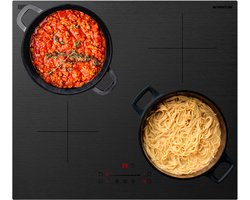 Inventum IKI6008MAT matte inbouw inductiekookplaat 60 cm - 1-fase - 4 kookzones - Boost - Timer - Kinderslot - Randloos - Elektrische kookplaat 4 pits - Mat Zwart