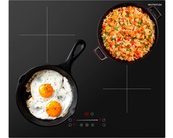 Inventum IKI6028 inbouw inductiekookplaat 60 cm - 1- of 2-fase - 4 kookzones - Boost - Timer - Kinderslot - Randloos - Elektrische kookplaat 4 pits - Zwart