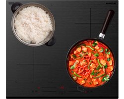 Inventum IKI6035MAT matte inbouw inductiekookplaat 60 cm - 1- of 2-fase - 4 kookzones - Bridgefunctie - Boost - Timer - Kinderslot - Facetrand voorzijde - Elektrische kookplaat 4 pits - Mat Zwart