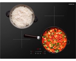 Inventum IKI7028 inbouw inductiekookplaat 70 cm - 1- of 2-fase - 4 kookzones - Boost - Timer - Kinderslot - Randloos - Elektrische kookplaat 4 pits - Zwart