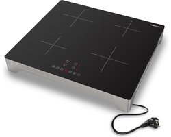 Inventum VKI6010ZIL - Vrijstaande inductie kookplaat - 4 kookzones - 1-fase plug & play - Zilver/Zwart