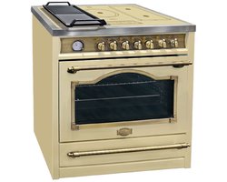 Kaiser inductiekookplaat HC 93655 IElfEm+Grillplaat, met 1-voudige telescoopgeleider, elektrische vrijstaande fornuis 90 cm 5 kookzones/8 multifunctionele kookzones