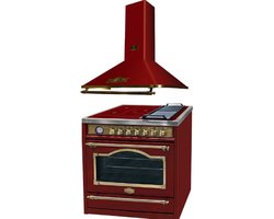 Kaiser inductiekookplaat HC 93655 RotEm, 90 cm, 5 kookzones+A 9315 RotEm ECO, retro Afzuigkap 90 cm