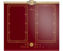 Kaiser - KCT 6192 FI RotEm - inductiekookplaat - 60 cm - inductie - 8 verwarmingselementen: 4×2 inductiekookzones - FREE ZONE met 2 FLEX inductiezones - Bordeaux keramisch glas met Antiek Goud lijstwerk -