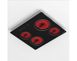 Keramische Kookplaat 4 Pits - 6300W Inbouw Elektrische Kookplaat - 60 cm - Touchbediening - Timer Tot 99 Minuten - Kinderslot - Zwart Glaskeramisch Oppervlak - Geschikt Voor Alle Pannen