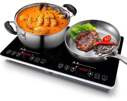KitchenBrothers Inductie Kookplaat - 2 Pits - Vrijstaand - 1500W + 2000W - RVS