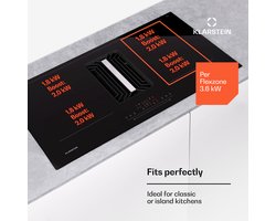 Klarstein Airjet - Afzuigkap + Inductiekookplaat - 4 Zones - 754 M³/H