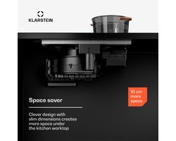 Klarstein AirJet Induktionskochfeld Mit Dunstabzug 12 kW, Boost 600 m³/h, A+ Effizienz, 9 Stufen, Leise 52 dB, Touch Bedienfeld, Bridge Connect, Aluminiumfilter, Schwarz – geschikt voor thuisfitness en sportschoolgebruik, duurzame constructie, eenvou