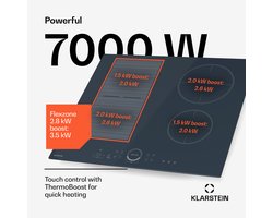 Klarstein Delicatessa 60 inductiekookplaat – 4-zone inbouwkookplaat, 7.000 W met booster, flexzone en kinderslot, antraciet, 59 cm glaskeramisch oppervlak