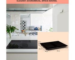 Klarstein Delicatessa 60 - Inductiekookplaat Inbouw - 4 Zones: 7000 W (2 X 2000 W / 2 X 1500 W) - 9 Vermogensstanden Met Thermoboost - Kookplaat: 60 X 52 Cm - Glaskeramisch Oppervlak - EcoTherman Controle - Flexzone - Elegant - Zwart