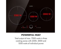 Klarstein Delicatessa 80 - Inbouw Kookplaat - Inductie - 3 Zones - 7400W - Glaskeramisch Oppervlak - Slide Regerlaar - Digitale Display - Overhittingsbeveiliging - Kinderslot - Slanke Vorm - Elegant, Praktisch En Simpel - Zwart
