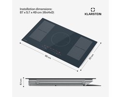 Klarstein Delicatessa 90 Flex Induktionskochfeld – 5 Zonen Einbaukochfeld, 9.500 W Mit Thermoboost, Flexzone, Sensecontrol, Timer Und Kindersicherung, Glaskeramik Anthrazit, 90 cm Design – geschikt voor thuisfitness en sportschoolgebruik, duurzame co