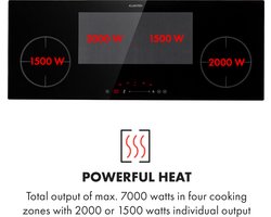 Klarstein Delicatessa 90 Slim - Inductie Kookplaat Inbouw - 4 Kookzones - Touch Bedieningspaneel - 9 Standen - 7000W - Gemakkelijke Bediening - Overhittingsbescherming - Kinderbeveiliging - Flexibele Kookplaten - Kookvelden Van 18cm - Zwart