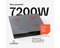 Klarstein DualTone Hybrid Induktionskochfeld 4 Zonen Induktionsherd, 7200 W, Flex Zone & Booster, Schieberegler, Timer, Warmhaltefunktion, Aluminiumrahmen, Silber, 60 cm Design – geschikt voor thuisfitness en sportschoolgebruik, duurzame constructie,