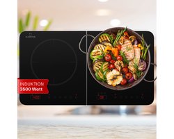Klarstein elektrische inductiekookplaat - inductiekookplaat met 2 platen - mobiel - 3500 W inductiekookplaat voor kamperen en thuis - 2 inductiekookplaten - draagbaar - moderne dubbele inductiekookplaat - Zwart