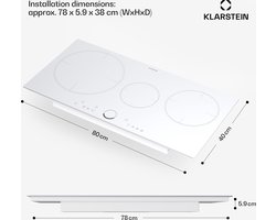 Klarstein Inductiekookplaat 3 Platen - Inbouw Inductiekookplaat Met 3 Kookplaten - 7000 Watt Inductiekookplaat - Inductiekookplaat Met Aanraakscherm & Timer - Efficiënte Elektrische Inductiekookplaat - Wit