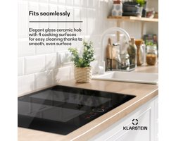 Klarstein Inductiekookplaat 4 Platen - Inbouw Inductiekookplaat Met 4 Kookplaten - 7000 Watt Inductiekookplaat - Inductiekookplaat Met Tiptoetsbediening & Timer - Efficiënte Elektrische Inductiekookplaat - Zwart