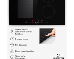 Klarstein Inductiekookplaat - Glaskeramische Kookplaat - 7000W Inductiekookplaat Met 4 Platen - Inbouw Inductiekookplaat Met Tiptoetsbediening & Timer - Moderne Kookplaten Met Oververhittingsbeveiliging - Zwart