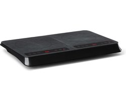 Klarstein InnoChef – dubbele inductiekookplaat, mobiele kookplaat, 3400 W, touchbediening, panherkenning, uitschakeltimer, 10 standen, oververhittingsbeveiliging, kinderbeveiliging, glaskeramiek, zwart / gemêleerd grijs
