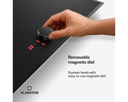 Klarstein Magnichef inductiekookplaat - 4-zone inbouw inductiekookplaat, 8200 W boost, magnetische knop en touchbediening, timer, kinderslot, restwarmte-indicator, mat glas, 59,2 cm