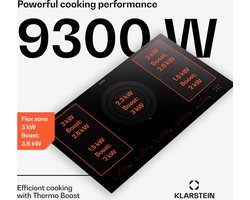 Klarstein Masterzone 90 Flex inductiekookplaat inbouw - 4 Flexzones - ThermoBoost Smart Flex technology - Max. 12600 Watt - Zwart