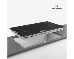 Klarstein PowerGlide inductiekookplaat - 5-zone inbouw inductiekookplaat, 9800 W boost, touchslider, timer, kinderslot, krasvast mat glas, 90 cm, restwarmte-indicator, zwart