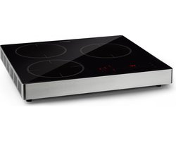 Klarstein Trinitycook - Inductiekookplaat, Vrijstaand, 3400 Watt, Touchbediening, 3 Kookzones, Timer, 9 Vermogensniveaus, 60 Tot 240 °C, Oververhittingsbeveiliging, Kinderslot, Zwart